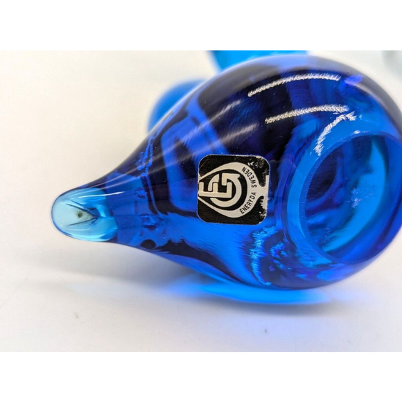 3 Vintage Art Glass Blue Birds of Happiness, 1 Leo Signed, 2 Sweden Made - Picture 6 of 10